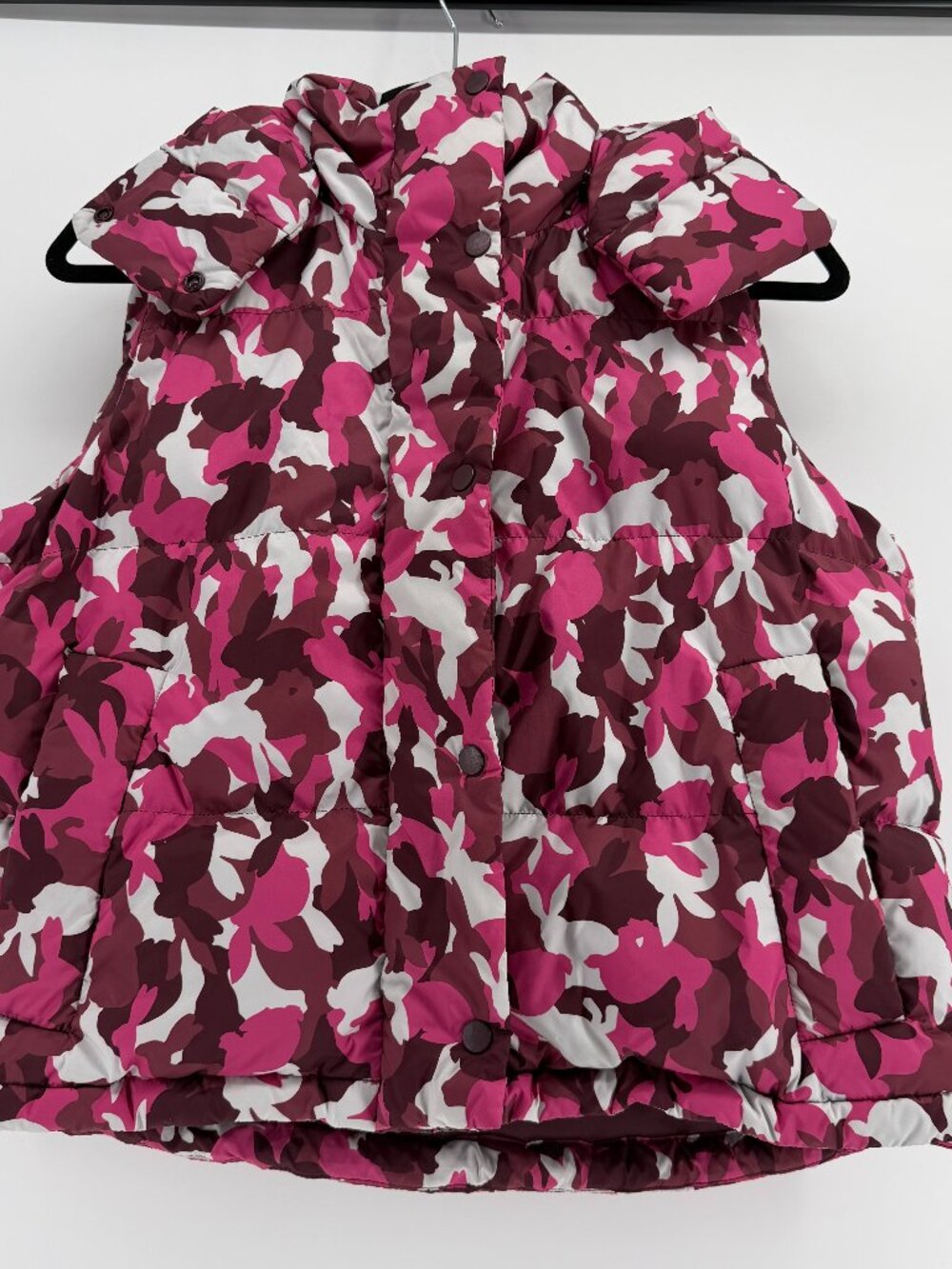 Lululemon Vest Women Size 4 Pink Camo Wunder Puff Cropped Hooded Down EUC!